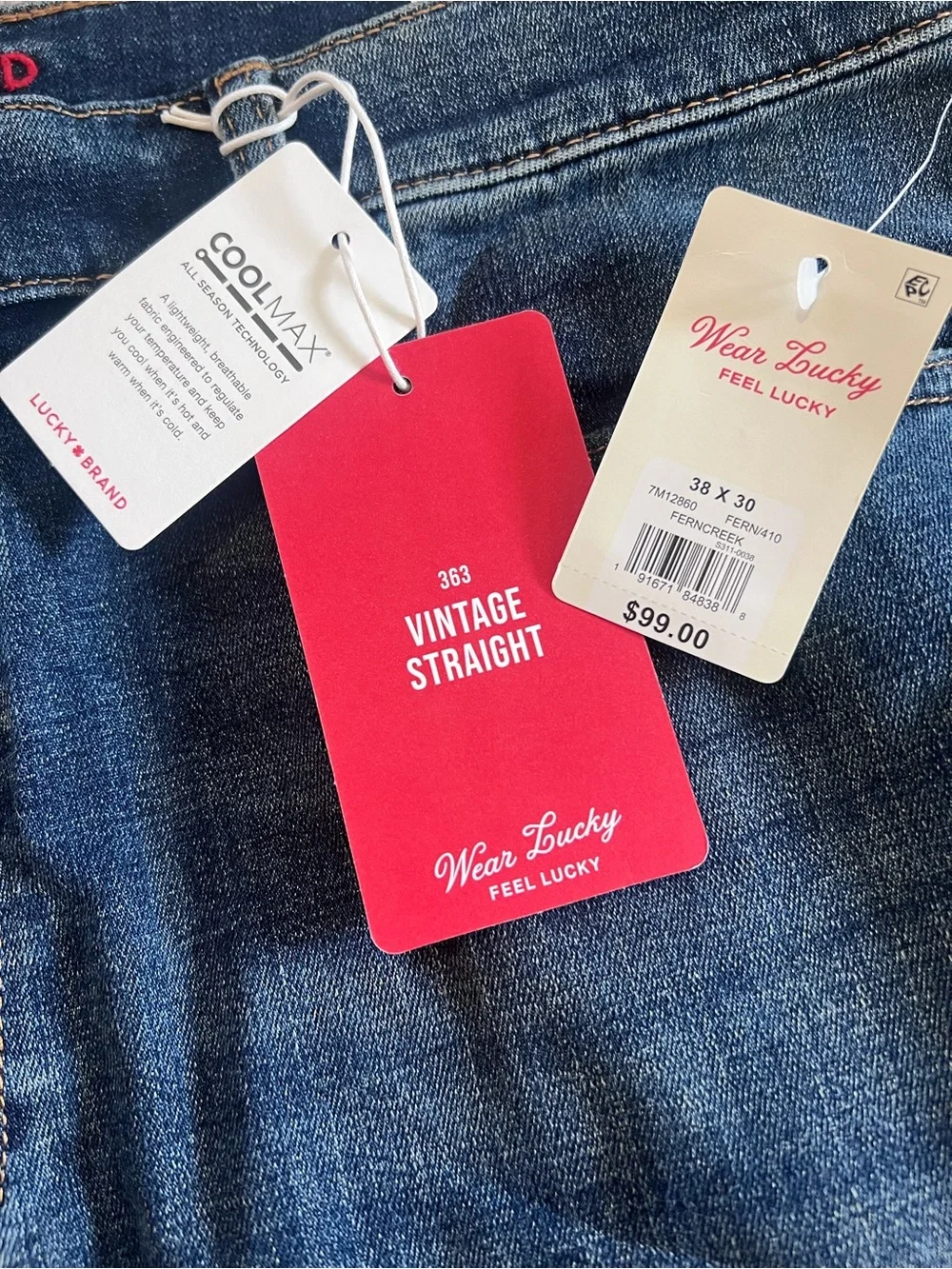 ✨NWT Lucky Brand Men's Classic Vintage Straight Jeans - Dark Blue 38x30